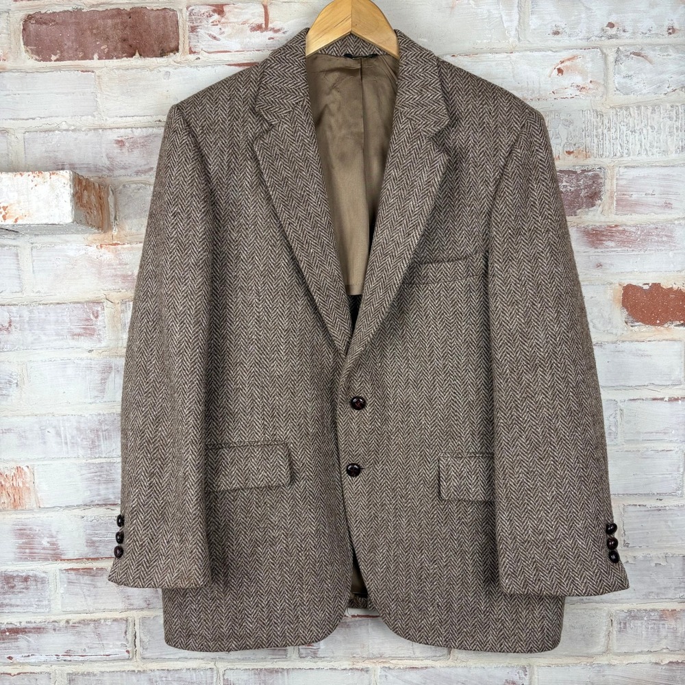 Harris Tweed 100% Scottish Wool‎ Blazer Herringbone Heritage Tailored Old Money